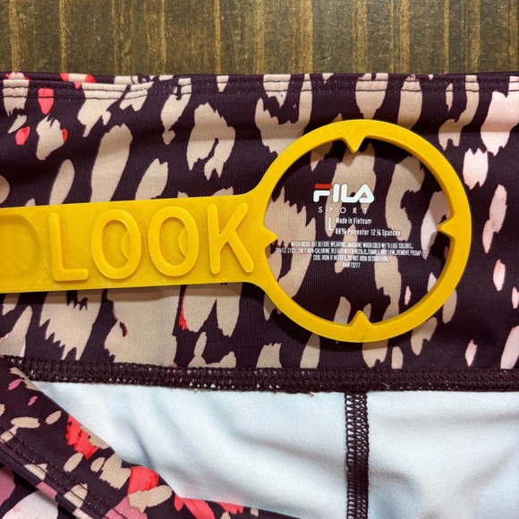 FILA SPORT Womens Large Patterned Capri Leggings Pink Purple Stretch Activewear - Picture 4 of 6